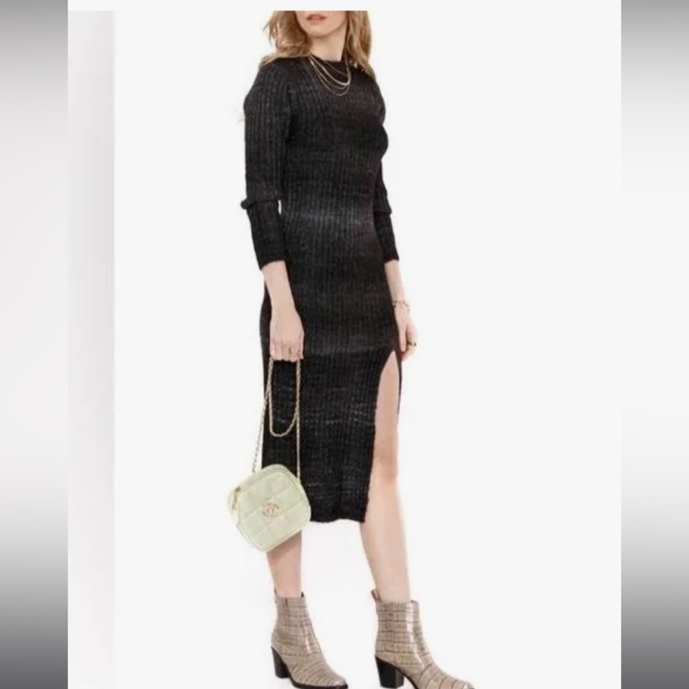 Heartloom Marina Long Sleeve Sweater Dress In Charcoal Gray